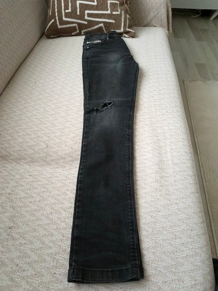 Tokalı Gri Kadın Denim Jean - Görsel 3