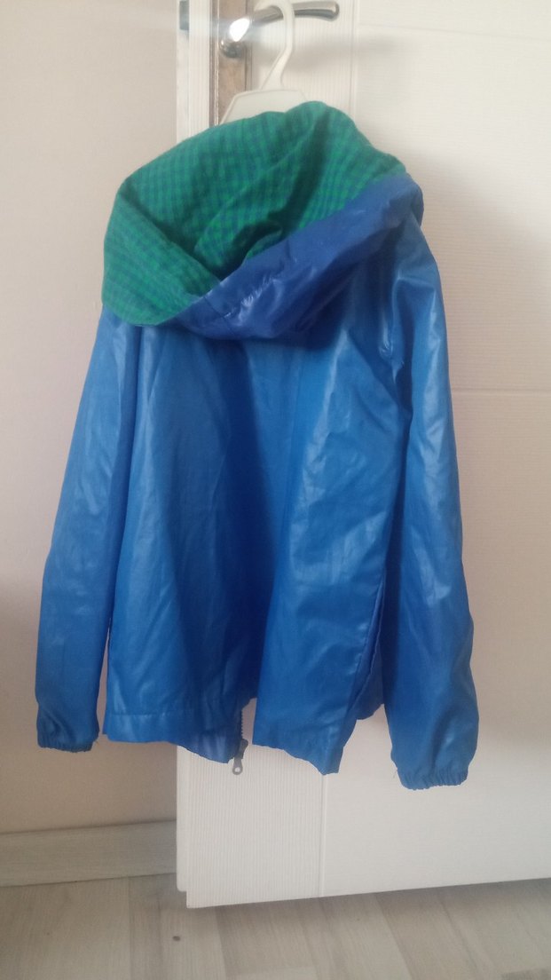 Parlak Mavi Fermuarlı Erkek Çocuk Yağmurluk - Görsel 2