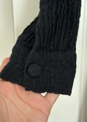 V Yaka Siyah Midi Triko Elbise - Görsel 4