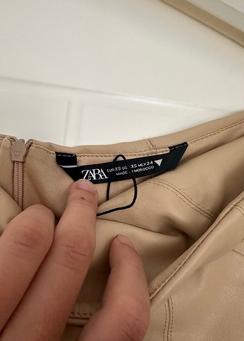 Bej Deri Straplez Uzun Elbise - Görsel 6