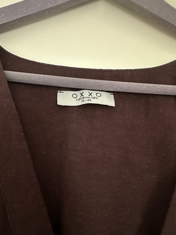 V Yaka Kahverengi Midi Hemşirelik Sabahlığı - Görsel 5