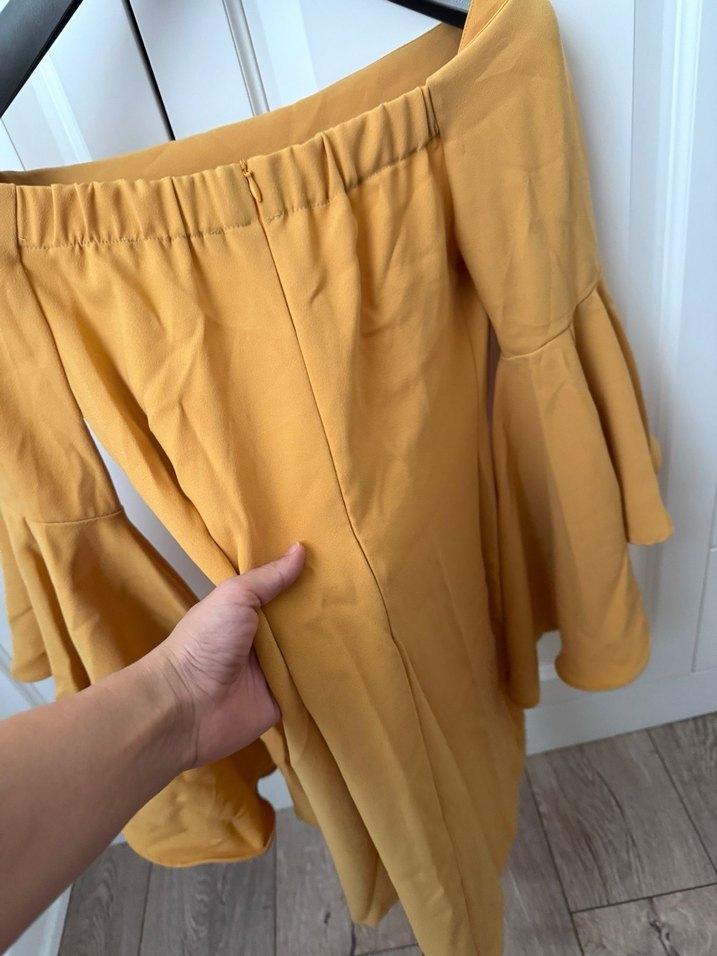 Sarı Kadın Straplez elbise - Görsel 2