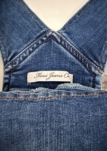 Kadın Jean Mini Askılı Tulum - Görsel 4