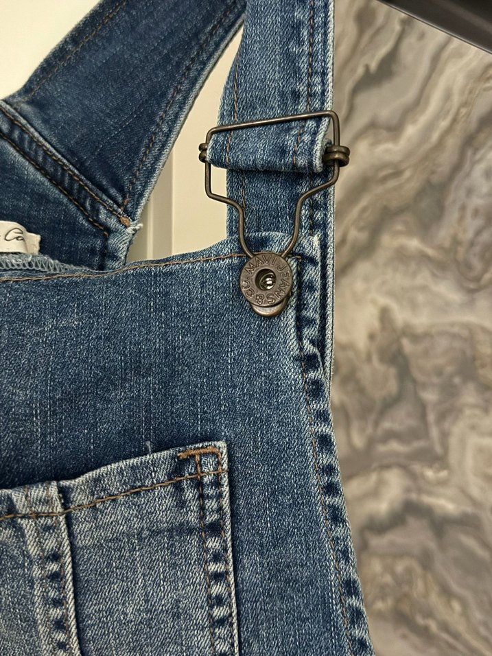 Kadın Jean Mini Askılı Tulum - Görsel 3