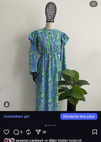 Renkli Batik Uzun Kollu Bohem Elbise