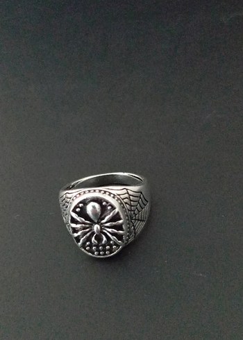 Gri Örümcek Detaylı Vintage Erkek Yüzük