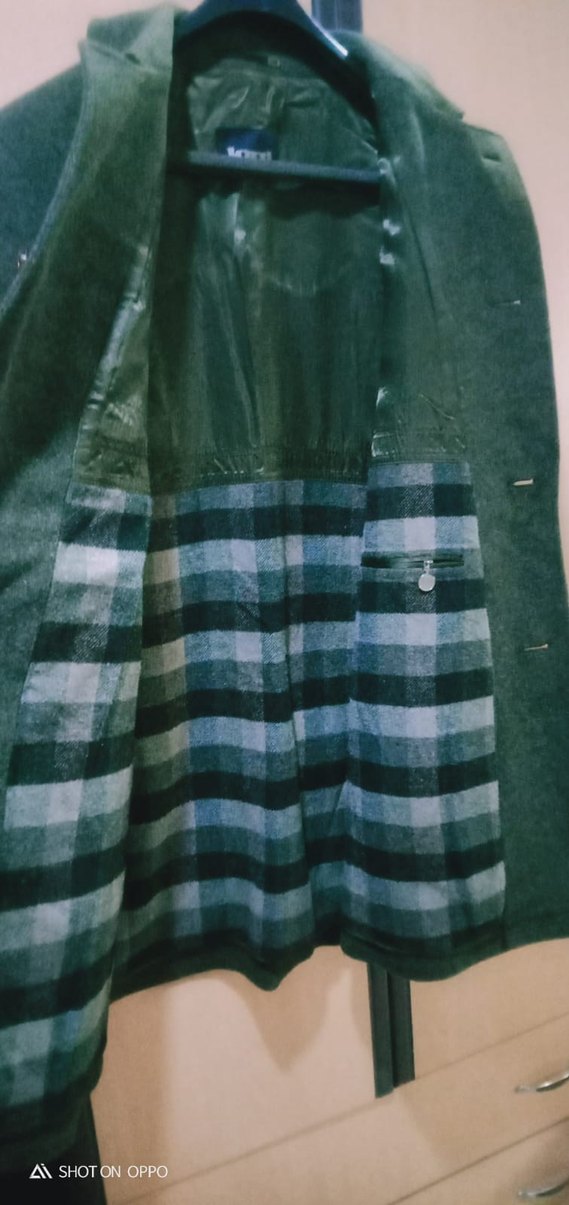 Düğmeli Midi Yeşil Yün Erkek Kabanı - Görsel 3