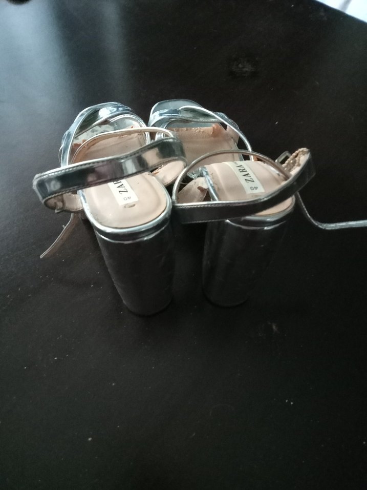 Gri Metalik Platform Topuklu Kadın Ayakkabısı - Görsel 3