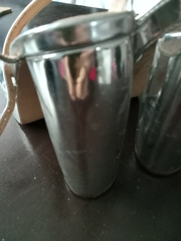 Gri Metalik Platform Topuklu Kadın Ayakkabısı - Görsel 4