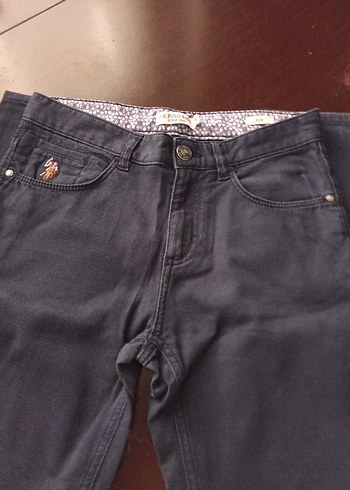 Düğmeli Gri Erkek Denim Pantolon