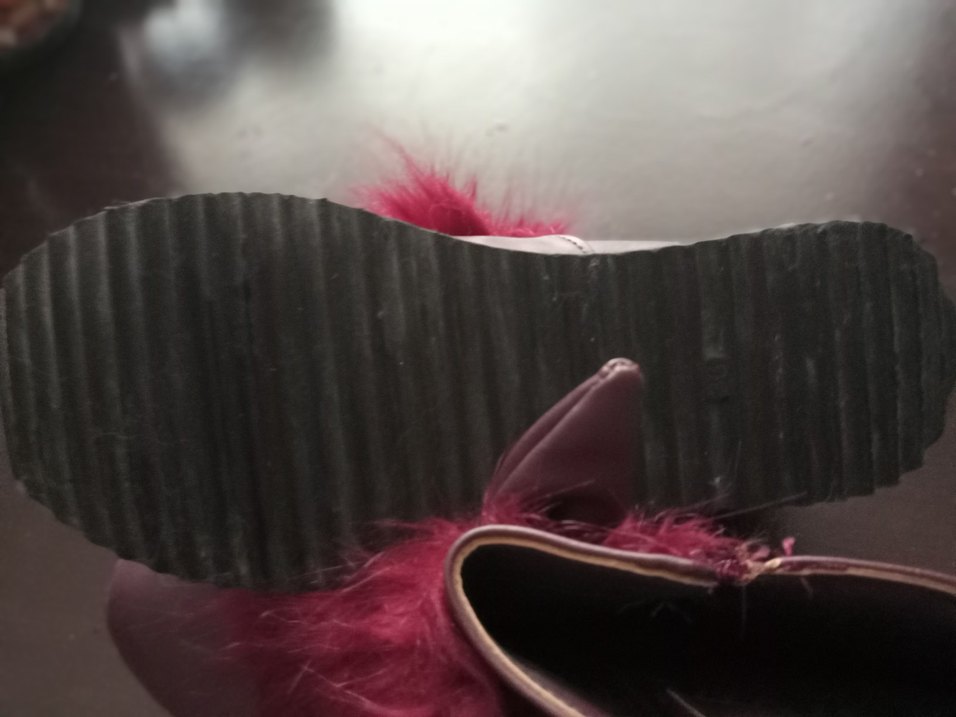 Bordo Deri Kadın Bot - Kürk Detaylı - Görsel 5