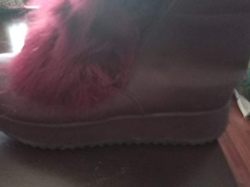 Bordo Deri Kadın Bot - Kürk Detaylı - Görsel 4