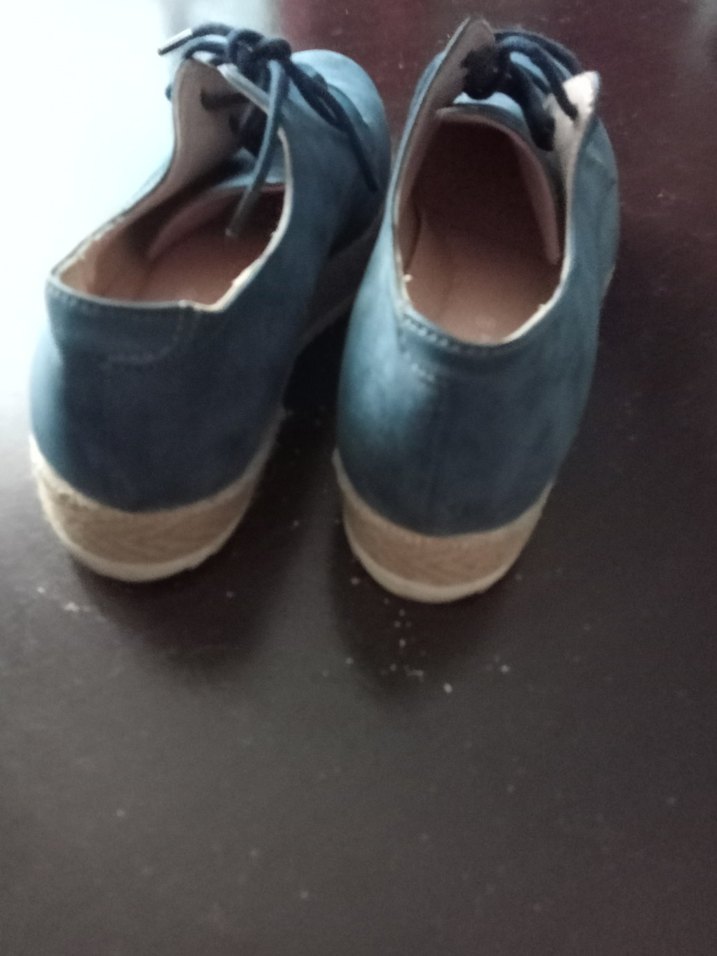 Mavi Süet Kadın Dolgu Topuk Ayakkabı - Görsel 3