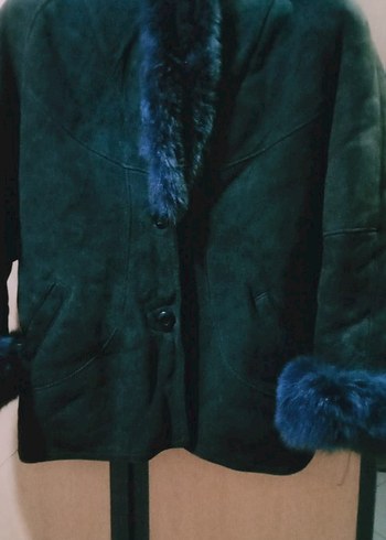 Kürk Detaylı Gri Süet Kadın Kaban - Görsel 5