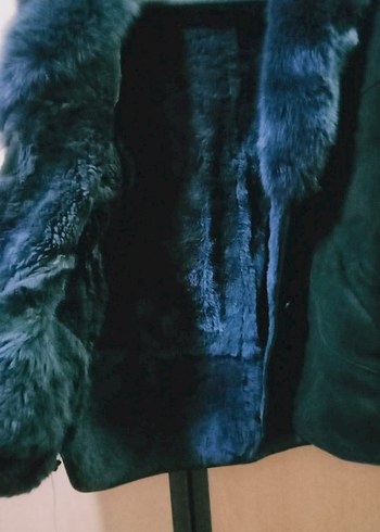 Kürk Detaylı Gri Süet Kadın Kaban - Görsel 6