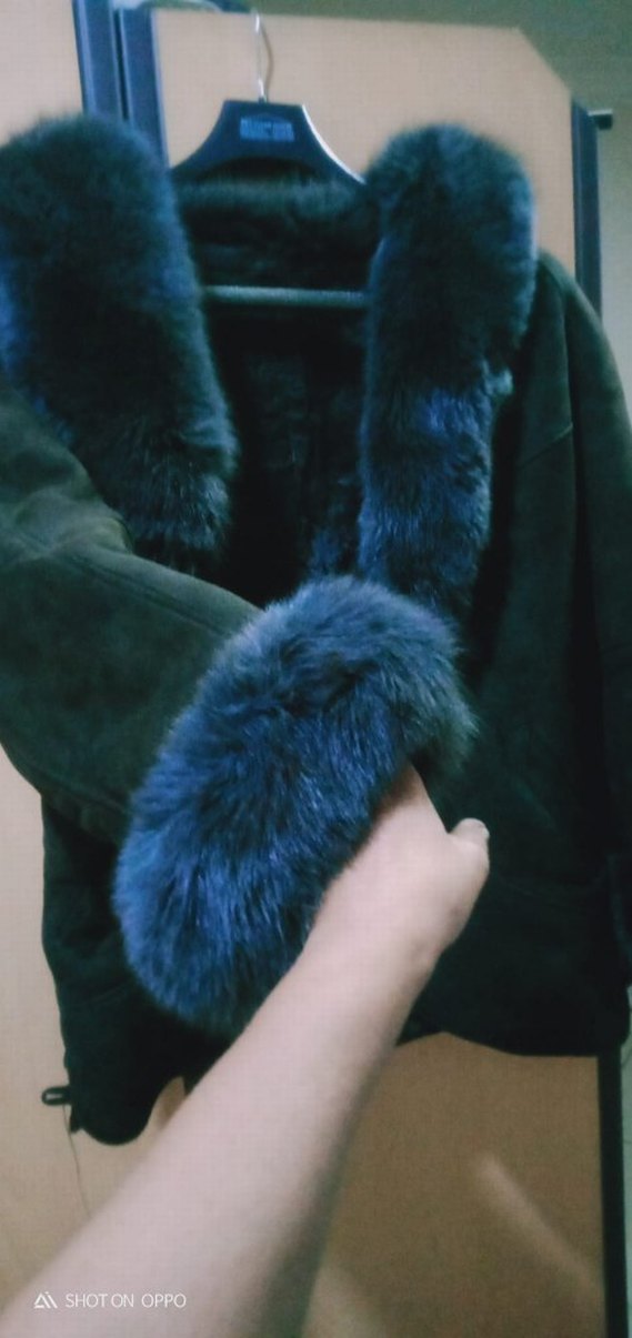 Kürk Detaylı Gri Süet Kadın Kaban - Görsel 3