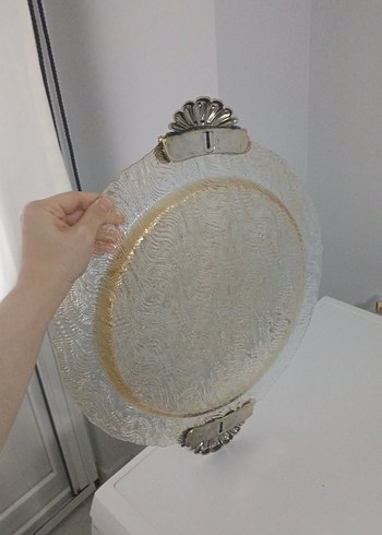 Bej Yılan Desenli Parlak Tabak - Görsel 2