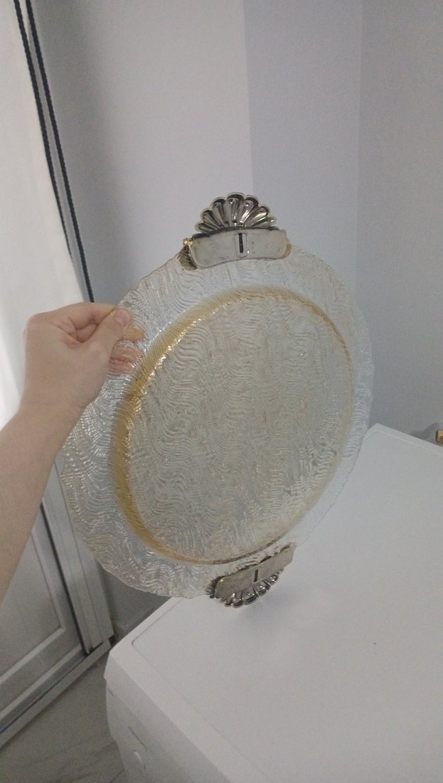 Bej Yılan Desenli Parlak Tabak - Görsel 2