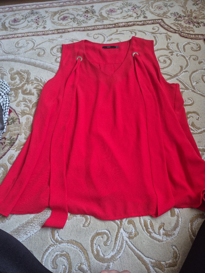 Kırmızı Dökümlü Midi Hamile Eteği - Görsel 3