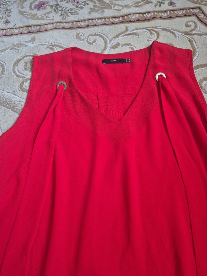 Kırmızı Dökümlü Midi Hamile Eteği - Görsel 2