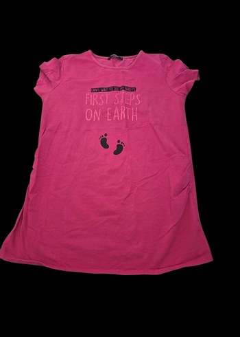 Rahat Kesim Pembe Baskılı Hamile Tişörtü - Görsel 2