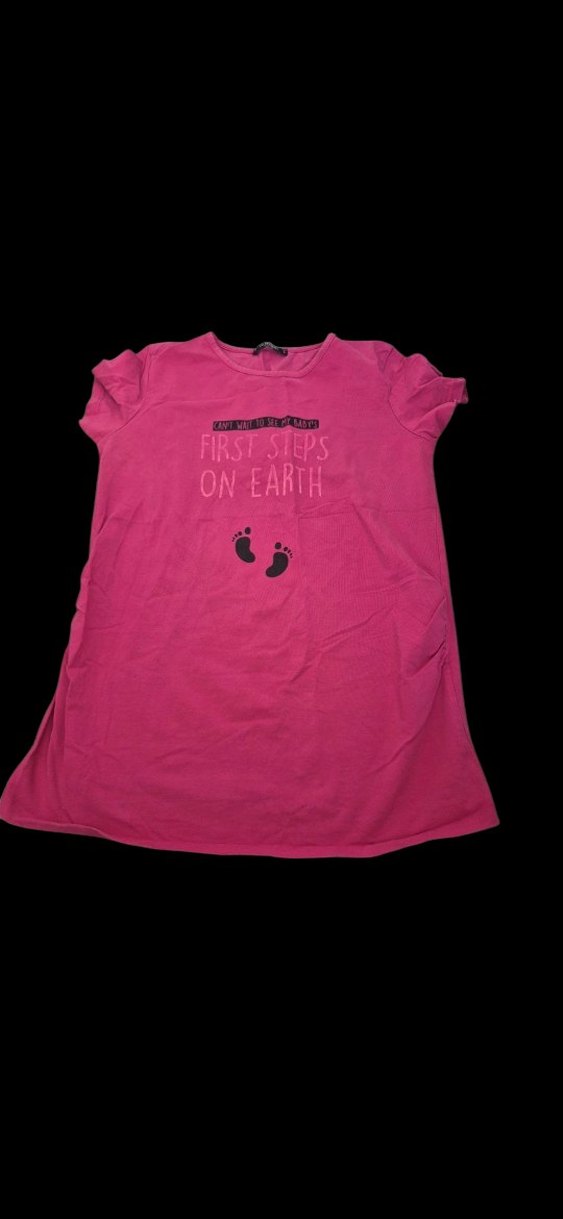 Rahat Kesim Pembe Baskılı Hamile Tişörtü - Görsel 2