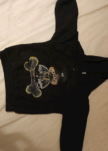4 Yaş Beden gri Renk Kapüşonlu Erkek Çocuk Gri Baskılı Sweatshirt