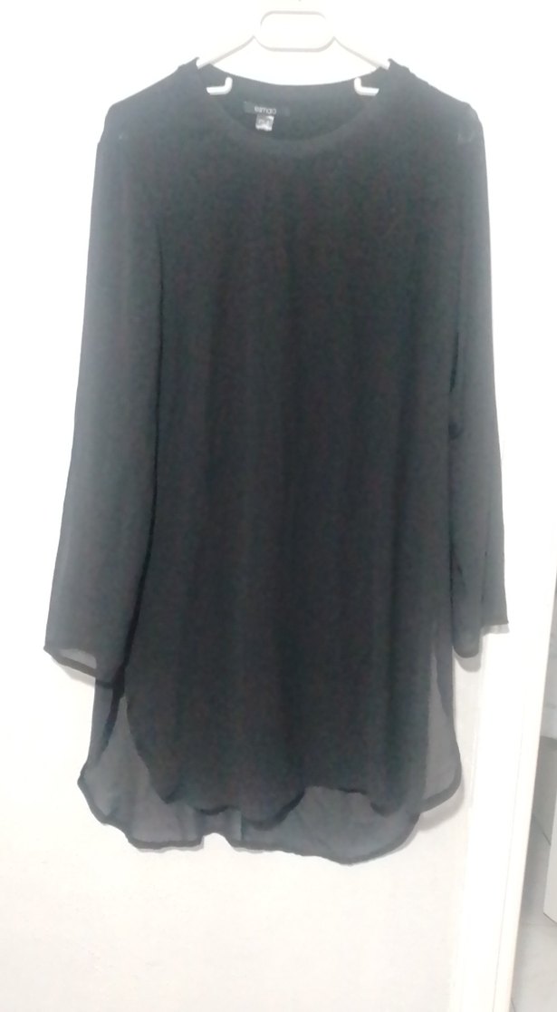 Siyah Uzun şifon içinde atleti mevcut olan bisiklet yaka tunik - Görsel 2