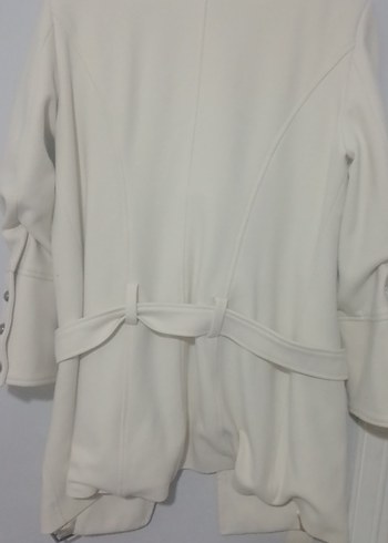 Düğmeli krem kaşe Kadın Kaban - Görsel 5