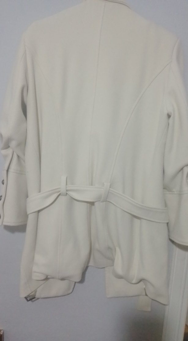 Düğmeli krem kaşe Kadın Kaban - Görsel 5