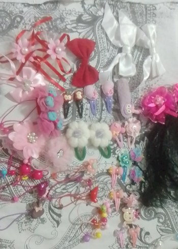 Dantel ve Nakışlı Pembe Çocuk Saç Tokaları - Görsel 2