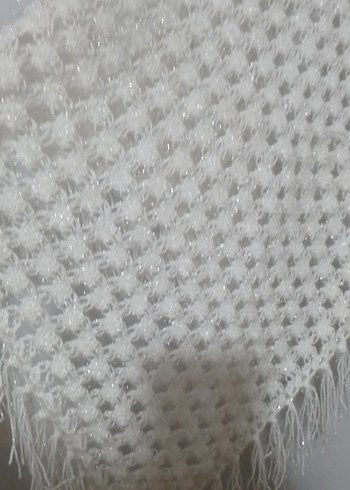 Beyaz Örgü Kadın Panço - Görsel 5