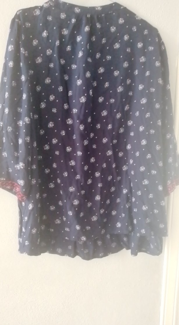 Bohem Tarzı Uzun Kollu lacivert V Yaka Tunik - Görsel 2