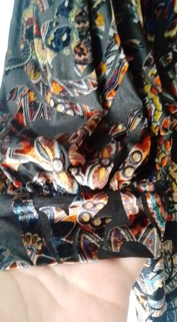 Uzun Kollu Çok Renkli Desenli Bohem Bluz - Görsel 2