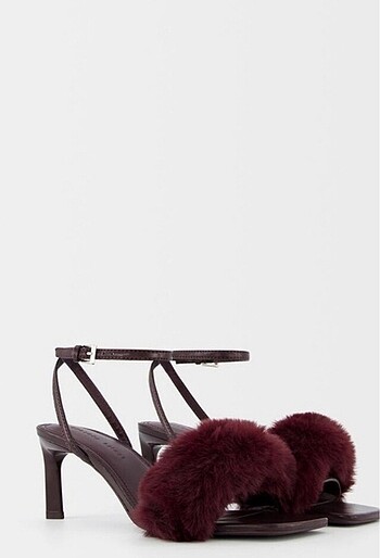Bershka Bordo Kürklü Topuklu