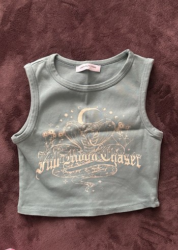 Baskılı, Kolsuz Kadın Crop Top