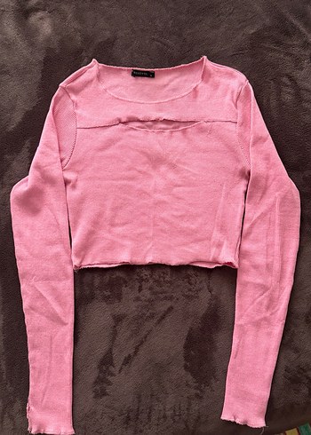 Trendyol & Milla Pembe Triko Parmak Arası Delikli fitilli kumaş basic üst