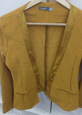 Düğmeli Sarı Midi Ceketi - Görsel 5