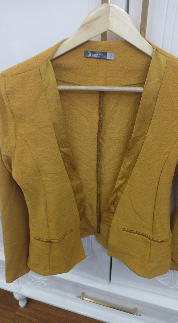Düğmeli Sarı Midi Ceketi - Görsel 5