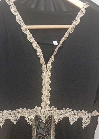 Dantel Detaylı Siyah Uzun abiye Kadın Elbise - Görsel 3