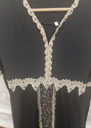 Dantel Detaylı Siyah Uzun abiye Kadın Elbise - Görsel 8