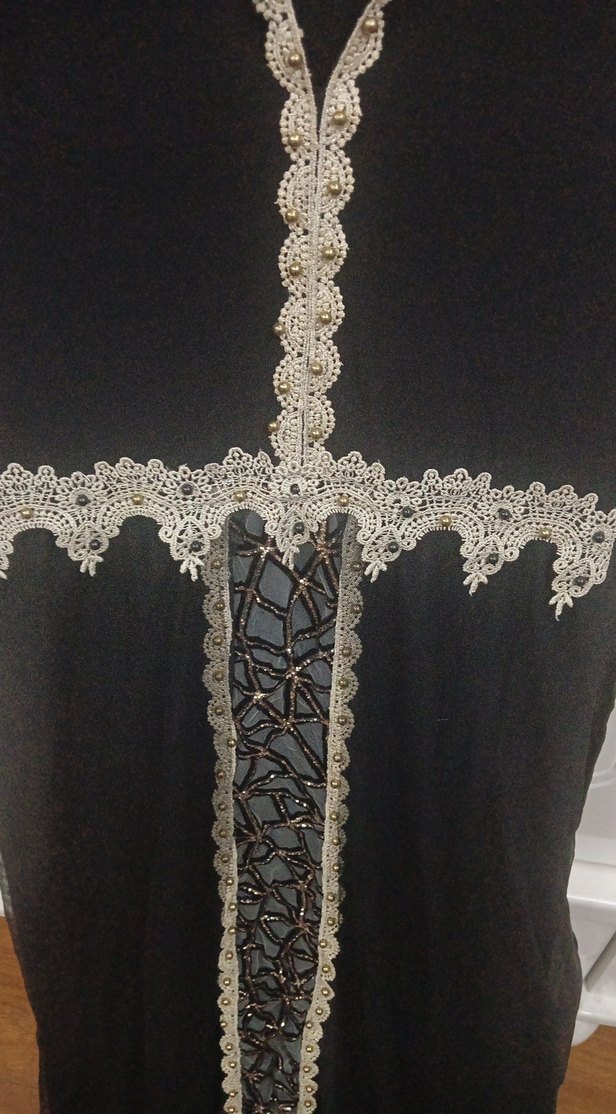 Dantel Detaylı Siyah Uzun abiye Kadın Elbise - Görsel 2