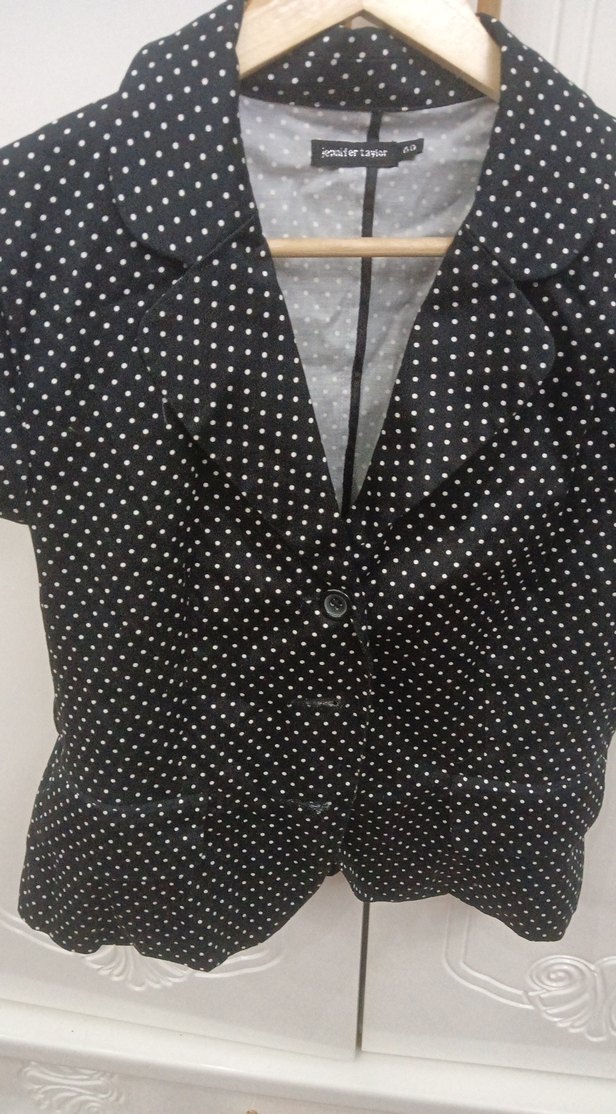 Puantiye Desenli Düğmeli Hamile Blazer - Görsel 3