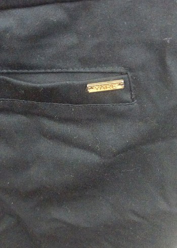 Düğmeli Siyah Keten Kadın Pantolon - Görsel 6