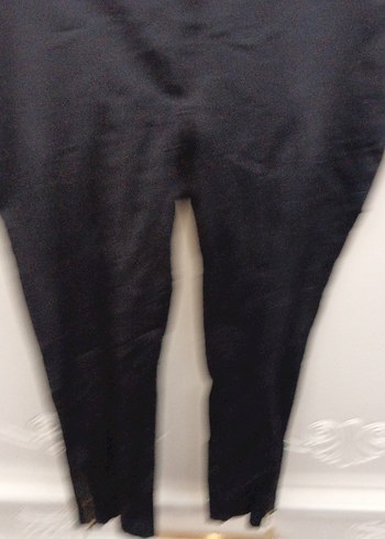 Siyah Kadın Kumaş Pantolon hafif kaygan kumaş düşük bel - Görsel 3