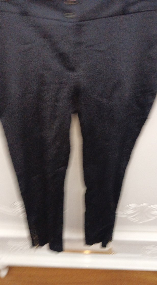 Siyah Kadın Kumaş Pantolon hafif kaygan kumaş düşük bel - Görsel 3