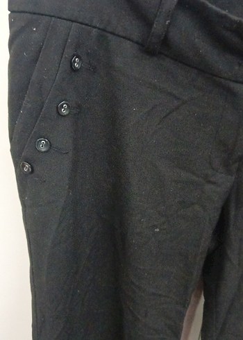 Düğmeli Siyahbol paça hafif düşük bel Kadın Pantolon - Görsel 2