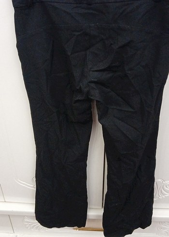 Düğmeli Siyahbol paça hafif düşük bel Kadın Pantolon - Görsel 5