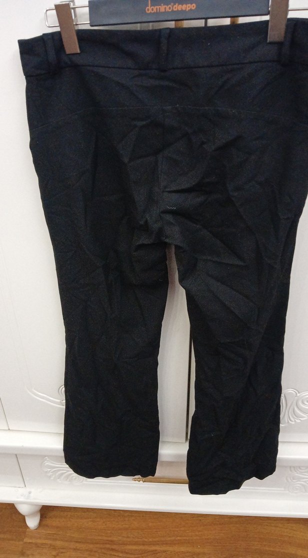 Düğmeli Siyahbol paça hafif düşük bel Kadın Pantolon - Görsel 5