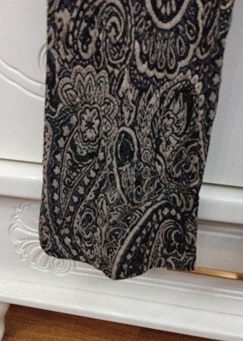 Detaylı Desenli Gri Kadın ispanyol paça Pantolon otantik - Görsel 7